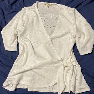 COMO BLU Women’s Eyelet Wrap Shirt M